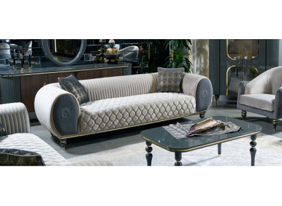 Canapé 3 places 3 places Tissu Canapé de luxe Canapé grande rembourrage 230cm Designer