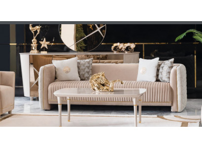 Canapé 3 places en tissu de luxe Siège de canapé Canapés Mobilier de salle Série 3 Design italien