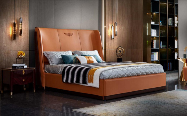 Lit Chambre Orange nouvelle Créative Conception Moderne Meubles Bois Lits de Luxe