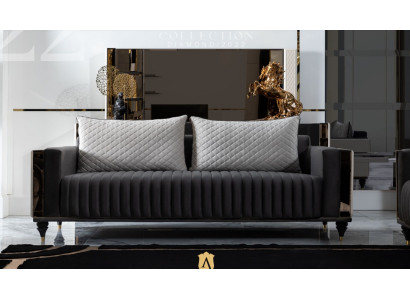 Trois places canapé tissu design canapé 3 places salon moderne noir neuf
