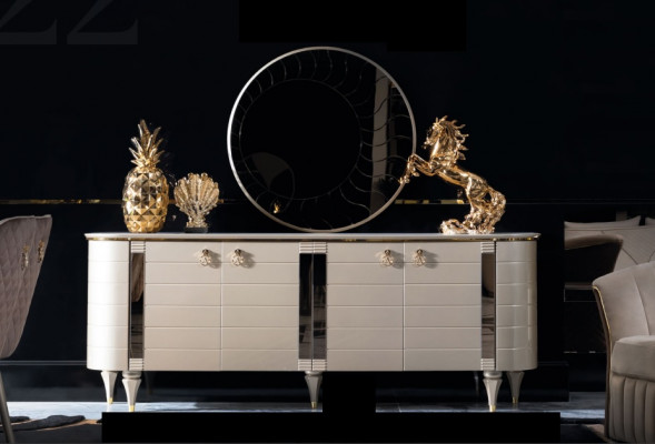 Commode Miroir Bois Coffres Commode Suite Moderne Armoire Console Mobilier neuf Ensemble 2 pièces