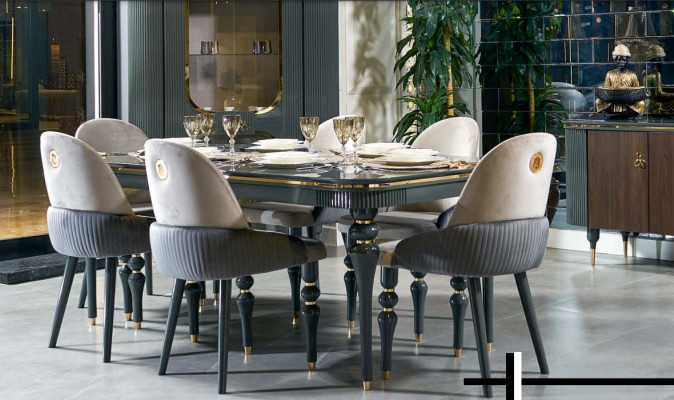 Ensemble de salle à manger Chaise en velours Textile Lehn 6x Chaises Groupe Set Salon Bois Authentique
