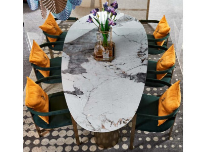 Table à manger Marbre acier inoxydable nouvelle création Mobilier de design moderne de luxe