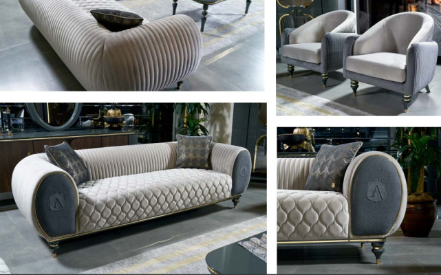 Canapés design Rembourrage Tissu Canapés Relax Moderne Ensemble de canapé 3+1+1 places