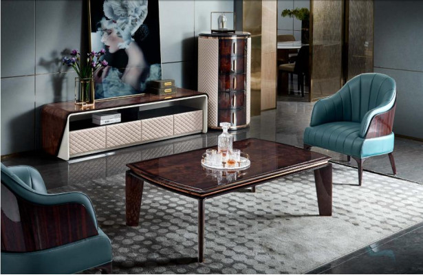 Meuble de salon de luxe Buffet Armoire en cuir Laqué brillant Meuble TV pour télévision