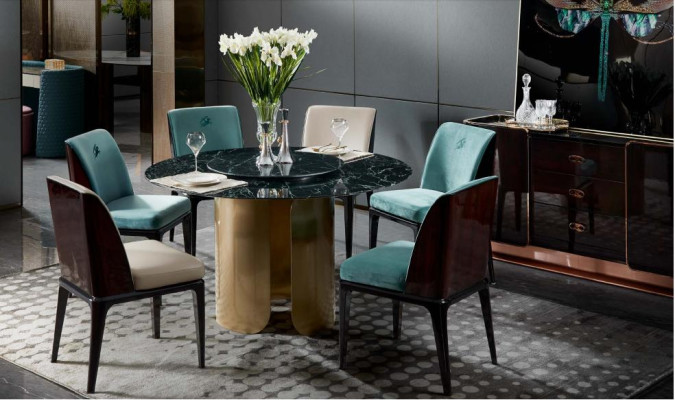 Ensemble de chaises Salle à manger Bleu clair Chaise 4x Fauteuil Design moderne Meubles de luxe Chaises