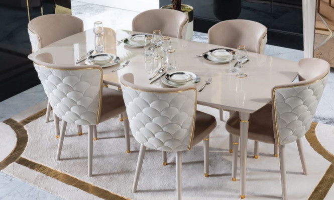 Ensemble de salle à manger Table 6x Chaises Groupe de sièges Ensemble de salle à manger Table Set 7 pièces. nouveau