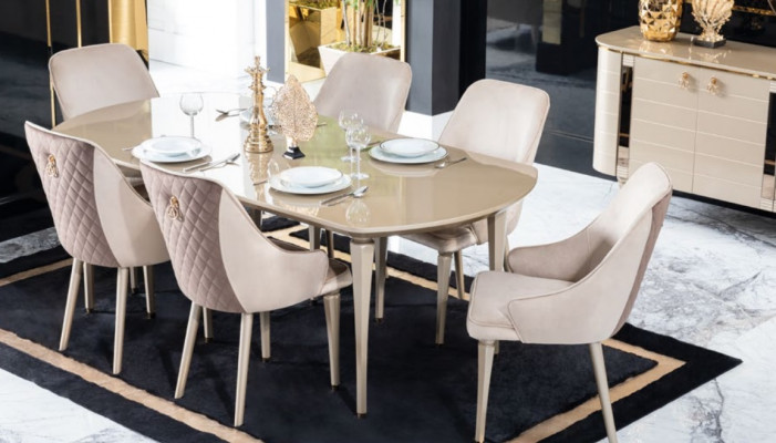 Salle à manger Ensemble Table 6x Chaises Chaise Ensemble complet de salle à manger 7pcs.