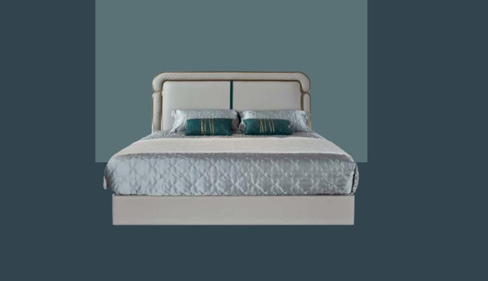 Lit Chambre Beige Lit Double Lit en Cuir Design Moderne Mobilier Bois