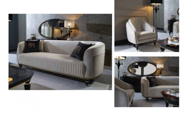 Ensemble de canapé 3+1 places Table basse Suite en textile Design moderne Mobilier 3 pièces neuf