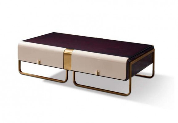 Table basse Canapé Table d'appoint de luxe en bois Salon en acier inoxydable Moderne