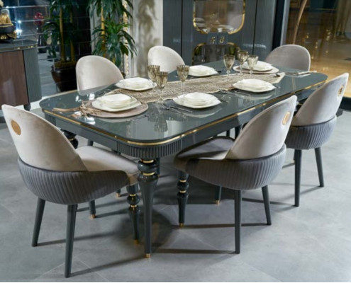 Ensemble de salle à manger Chaise en velours Textile Lehn 6x Chaises Groupe Set Salon Bois Authentique