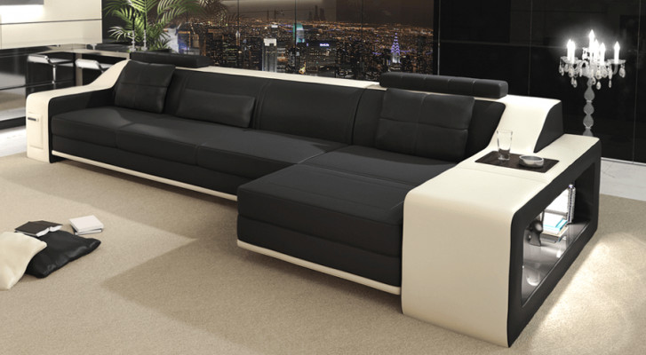 Canapé design Canapé d'angle avec tabouret Salon paysage Canapé Rembourrage Suite