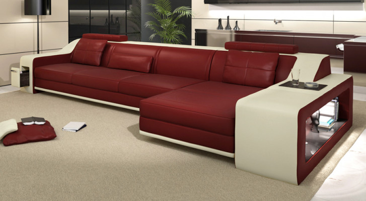Canapé design Canapé d'angle avec tabouret Salon paysage Canapé Rembourrage Suite