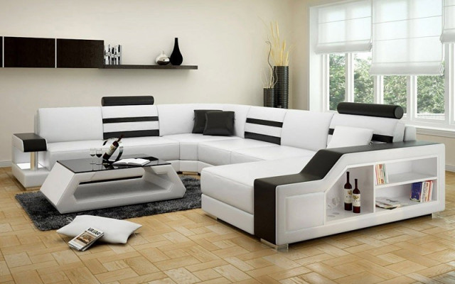 Canapé d'angle canapé canapé rembourrage ensemble d'angle paysage vivant cuir design coin en forme de U