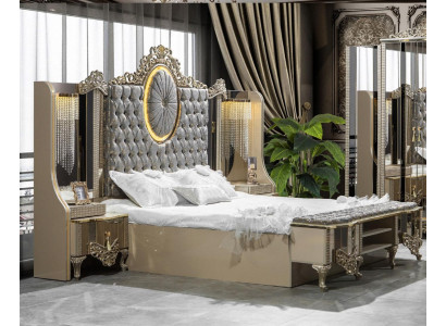 Suite de luxe Chambre Lit Double Classique Ensemble Beige 3 pièces. nouveau