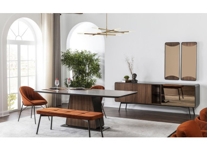 Ensemble de salle à manger Salle à manger Table de salle à manger Chaises Buffet Ensemble 10 pièces Bois Marron neuf