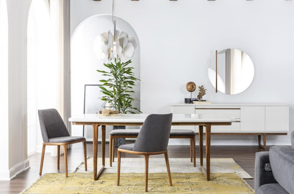 Coin repas Ensemble de salle à manger Salle à manger Table de salle à manger Chaises Buffet 10 pièces Bois Blanc