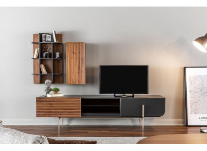 Meuble TV bas buffet TV étagères buffet bois moderne brun salon
