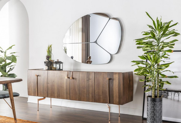 Bahut Commode Bahut Miroir Bois Marron Bahut Set de cabinets 2 pièces.