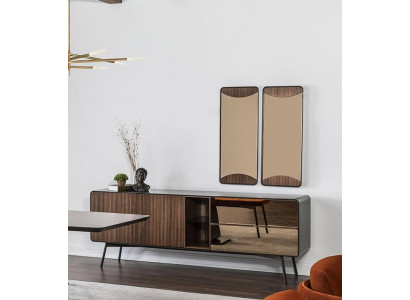 Commode Commode Commode Miroir Bois Moderne Marron Ensemble Suite