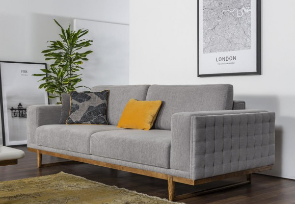 Trois places canapé 3 places Canapé tissu canapés Moderne Gris Tissu Canapé nouveau