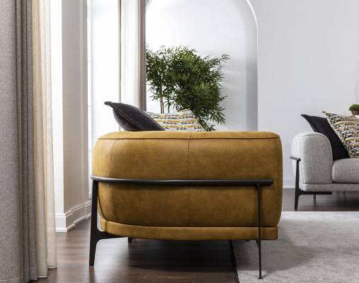 Canapé moderne deux places Canapés 2 places Modern jaune Imitation cuir Canapé Design