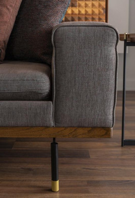 Groupe Ensemble de canapé 3 places Canapé en tissu Canapé Canapés Fauteuil en tissu Gris