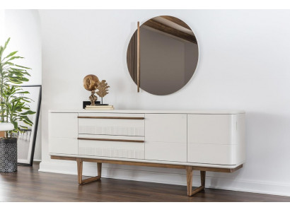 Bahut Commode Buffet Miroir Bois Salle à manger Ensemble de meubles Blanc