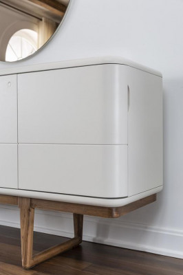 Bahut Commode Buffet Miroir Bois Salle à manger Ensemble de meubles Blanc