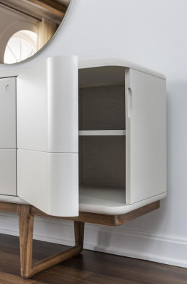 Bahut Commode Buffet Miroir Bois Salle à manger Ensemble de meubles Blanc