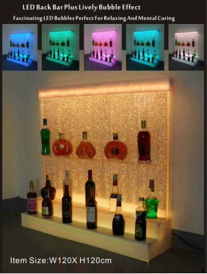 Étagère murale en verre élégante de bar avec éclairage LED