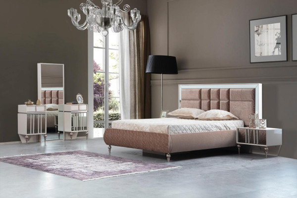 ensemble de chambre exclusif et luxueux avec une élégante commode marron