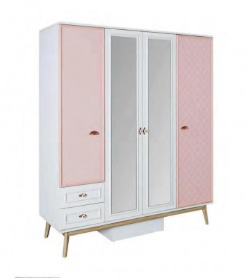 Armoire Moderne en Bois Armoire en Bois pour la Chambre des Jeunes Étagère Armoire pour Filles Rose