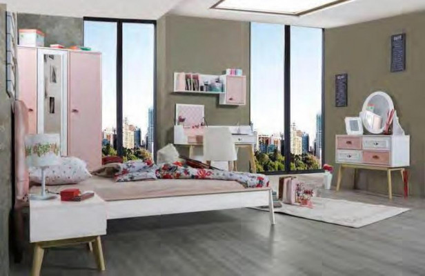 Armoire Moderne en Bois Armoire en Bois pour la Chambre des Jeunes Étagère Armoire pour Filles Rose