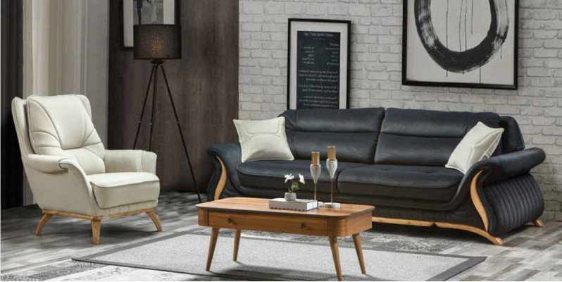 Canapé design 3+1 place Fauteuil revêtement Canapé Luxe Classique Imitation cuir Canapés