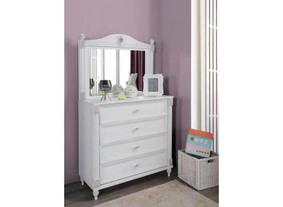 Commode avec miroir Chambre d'enfants Armoire d'enfants Chambre de jeunes filles Mobilier blanc