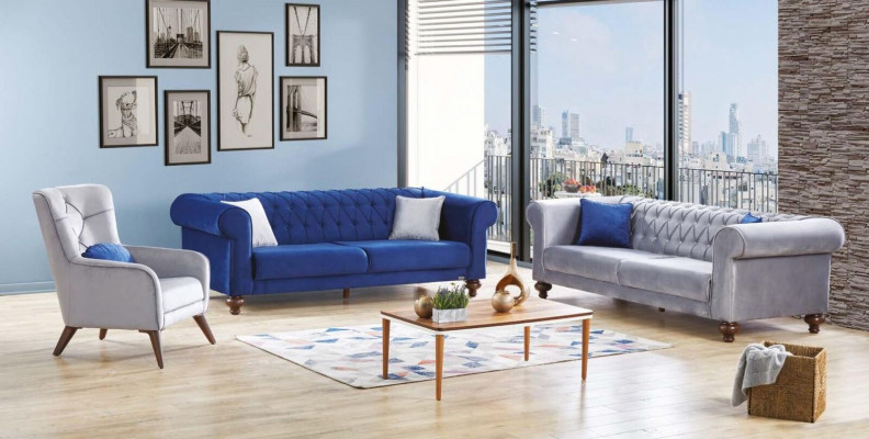 Canapé trois places de luxe 3 places Tissu Classique Moderne Style Meubles Textile