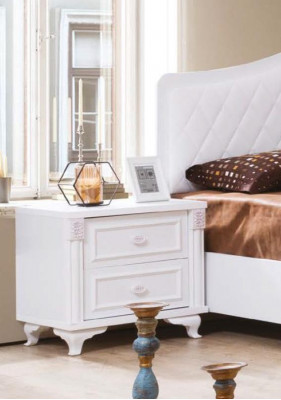 Table de chevet blanche de luxe au design compact - meuble de chambre