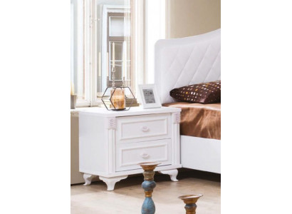 Table de chevet blanche de luxe au design compact - meuble de chambre