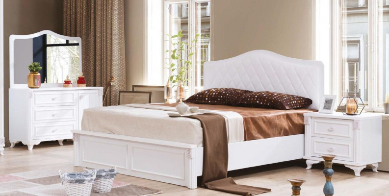 Table de chevet blanche de luxe au design compact - meuble de chambre