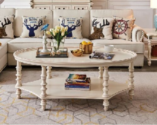 Table basse ovale Design Luxueux Salon Table d'appoint en bois