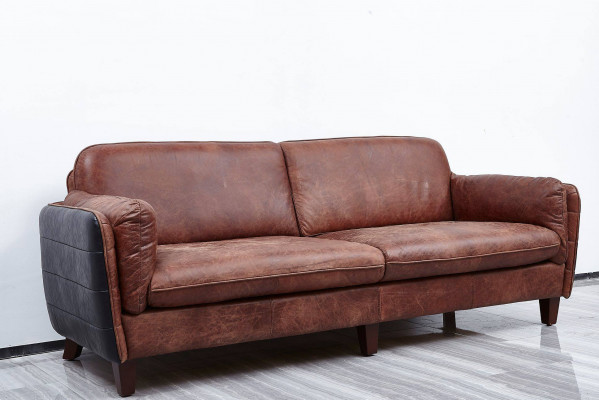Le meuble en cuir véritable de luxe, Vintage, 3+2 places, pour le salon, ensembles de canapés Loft.