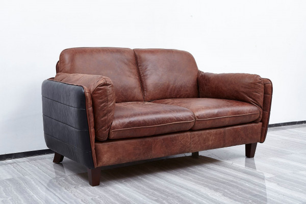 Le meuble en cuir véritable de luxe, Vintage, 3+2 places, pour le salon, ensembles de canapés Loft.