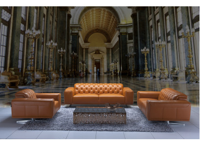 Ensemble de canapés Chesterfield marron en cuir canapé canapé classique neuf