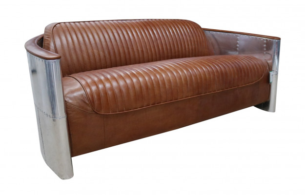 Design Club Canapé 3 Places Canapé en Cuir Trois Places Canapé en Cuir Vintage Aluminium