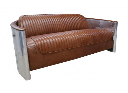 Design Club Canapé 3 Places Canapé en Cuir Trois Places Canapé en Cuir Vintage Aluminium