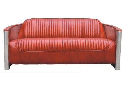 Conception de canapé en cuir véritable conception vintage canapé triple en aluminium 3 places Bordaux