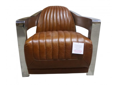Fauteuil en cuir véritable Design Vintage Fauteuil de designer aviateur Meuble en cuir