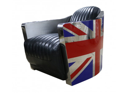 Cuir véritable fauteuil en cuir vintage fauteuil design décoratif Rocket Union Jack Vintage
